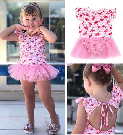 maillot justaucorps danseuse flamant rose