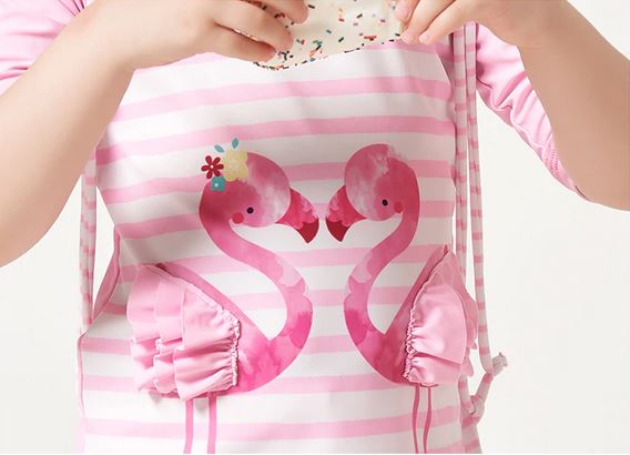 maillot de bain flamant rose en relief pour fille