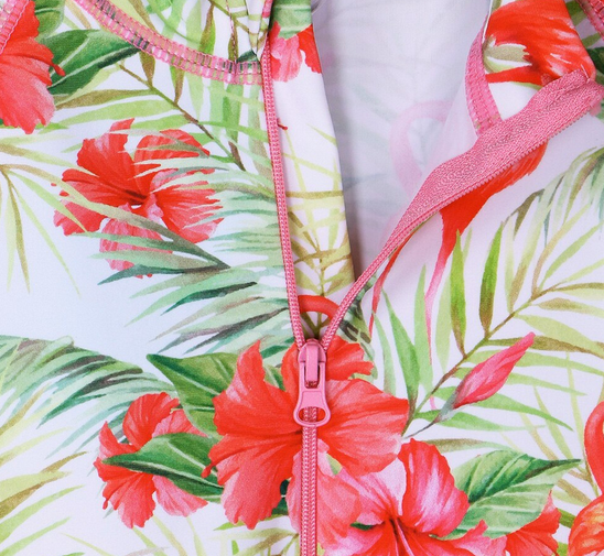 haut de maillot anti uv protection solaire avec flamant rose tendance