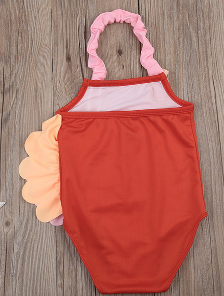 Maillot de Bain Flamant Rose 1 pièce rouge pas de marque de bronzage