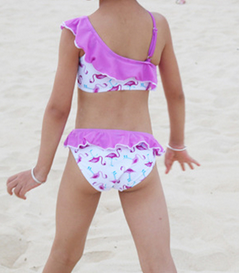 maillot de bain flamant rose asymétrique