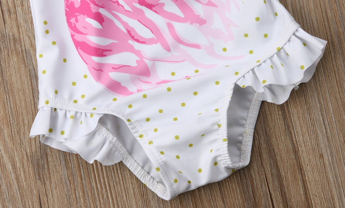 Maillot de Bain Flamant Rose Blanc