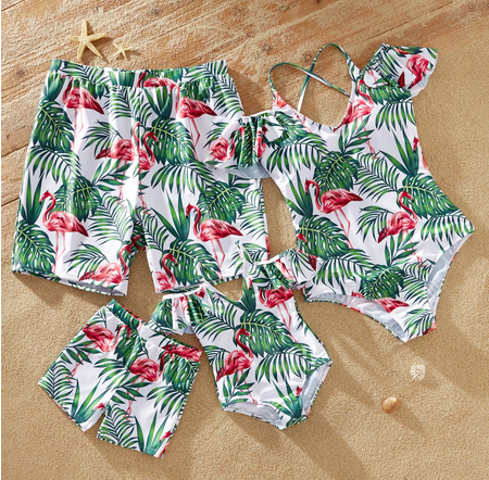 maillot assorti pour la famille flamant rose
