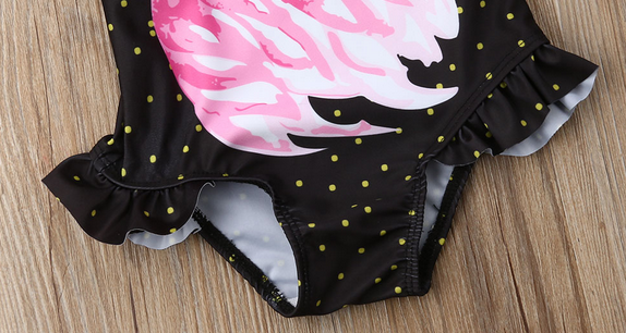 Maillot de Bain Flamant Rose Noir