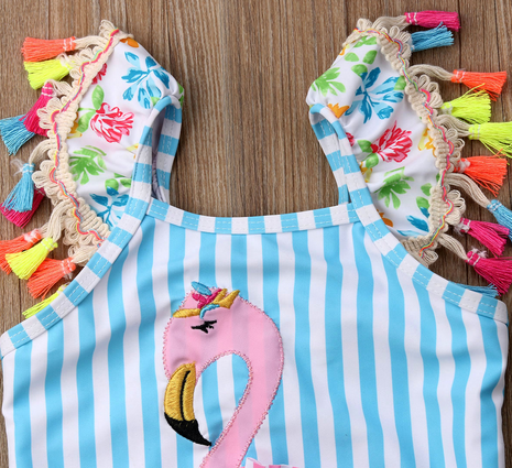 maillot de bain doublé flamant rose bebe fille