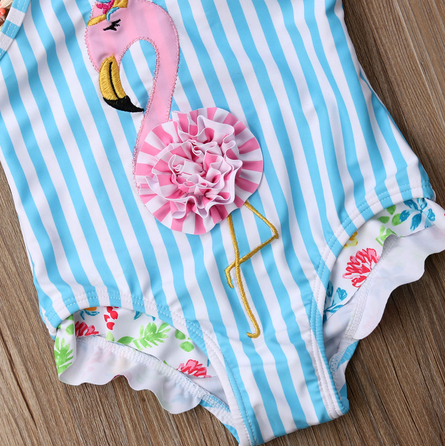 ponpon sur maillot flamant rose fille pas cher