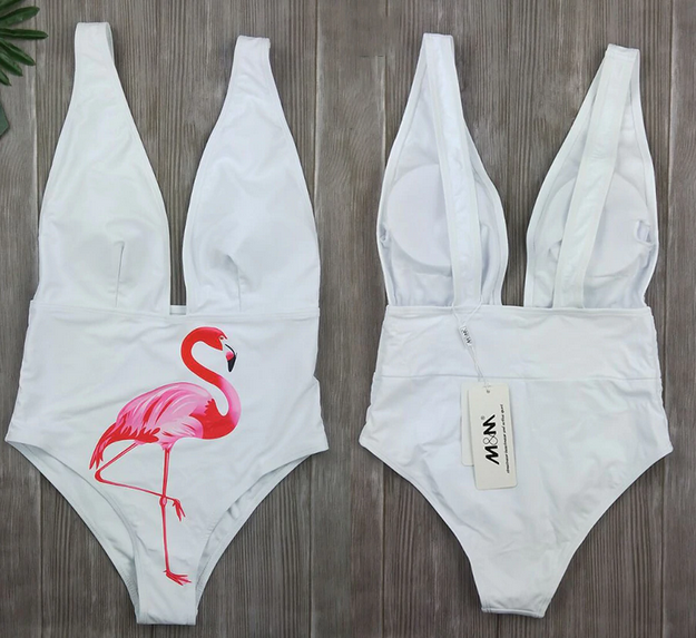 maillot de bain flamant rose blanc pas transparent sexy classe chic