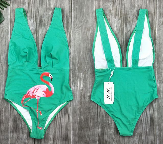maillot de bain flamant rose femme sexy vert tendance
