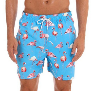 maillot de bain flamant rose homme bleu bermuda