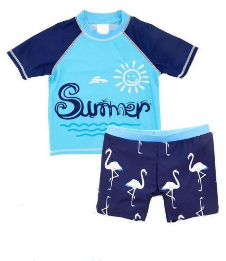 short de bain garçon flamant rose