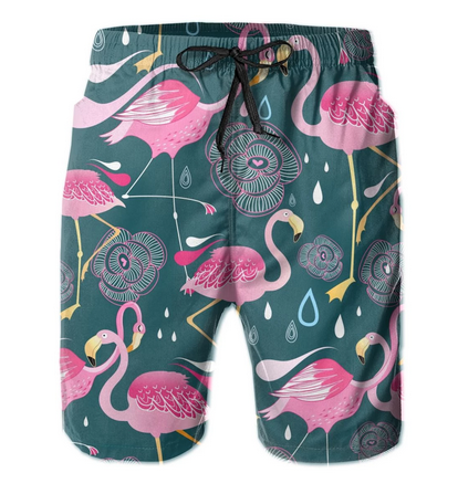 short de bain boheme flamant rose pour homme