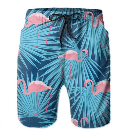 maillot de bain bleu flamant rose homme