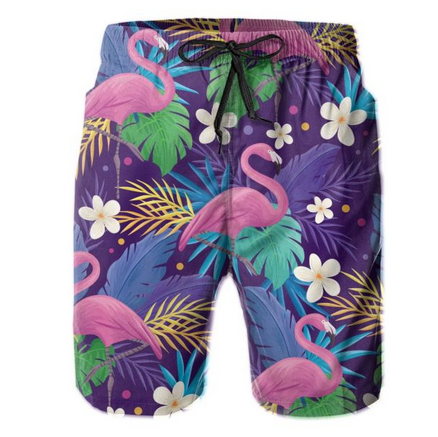 short de plage homme couleurs flamant rose