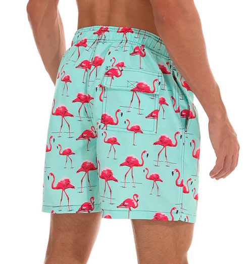 maillot flamant rose pour homme vert d'eau