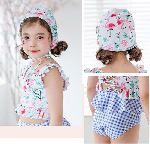 ensemble bikini flamant rose fille