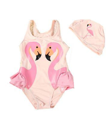 maillot 1 piece flamant rose chapeau assorti