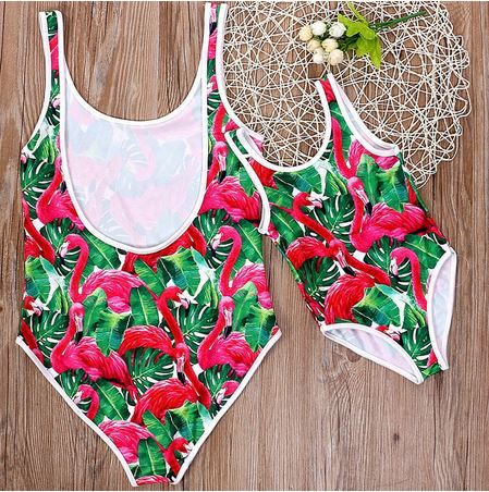 maillot tropical 1 piece pour mere et fille assorties