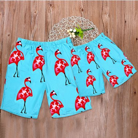 bermuda flamant rose homme garçon assortis