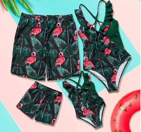 maillots flamant rose homme femme garçon fille assortis