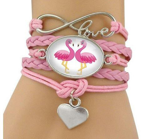 manchette flamant rose cuir