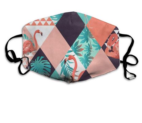 masque flamant rose geometrique