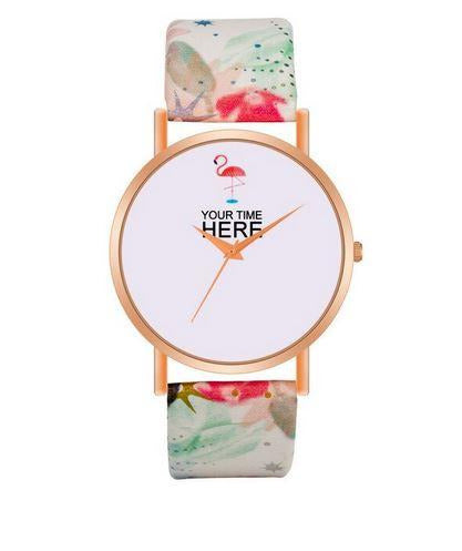 montre avec flamant rose original tendance