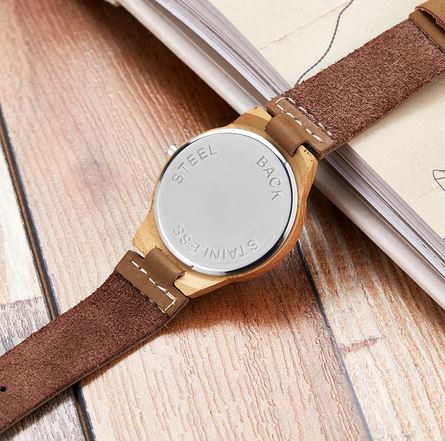 Montre Flamant Rose Cuir & Bois