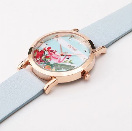 belle montre flamant rose en cuir