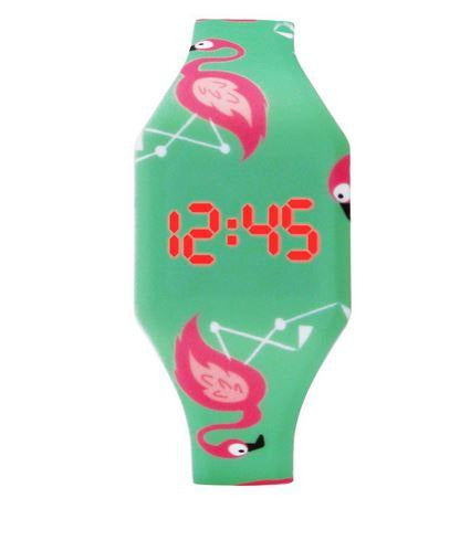montre flamant rose affichage digital