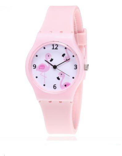 montre flamant rose quartz pour fille