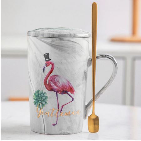 mug flamant rose avec couvercle
