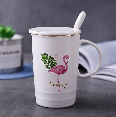tasse porcelaine flamant rose exotique
