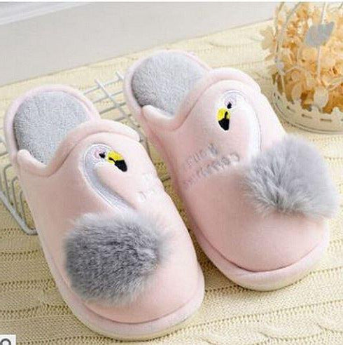 mules flamant rose en flanelle flamant rose