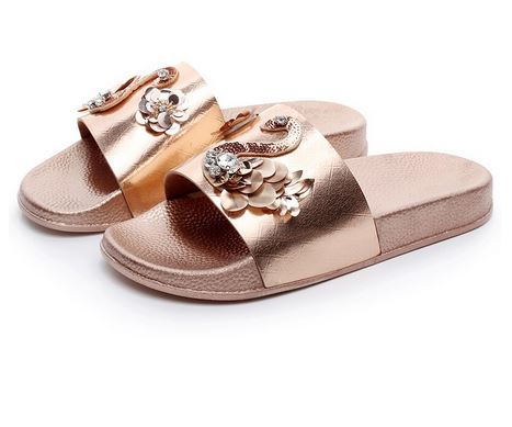 mules tendance or flamant rose