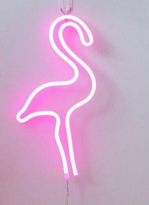 neon flamant rose mural
