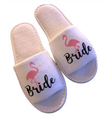 chaussons de mariee en eponge douce flamant rose