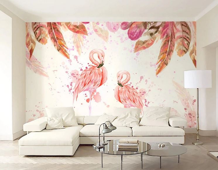 Papier Peint Flamant Rose 4 Murs Chic arte