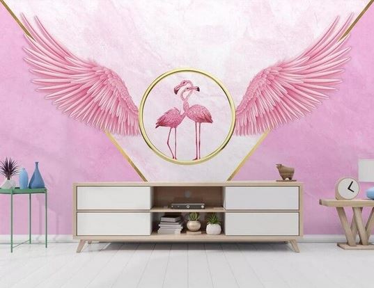 Papier Peint Flamant Rose 4 Murs design unique