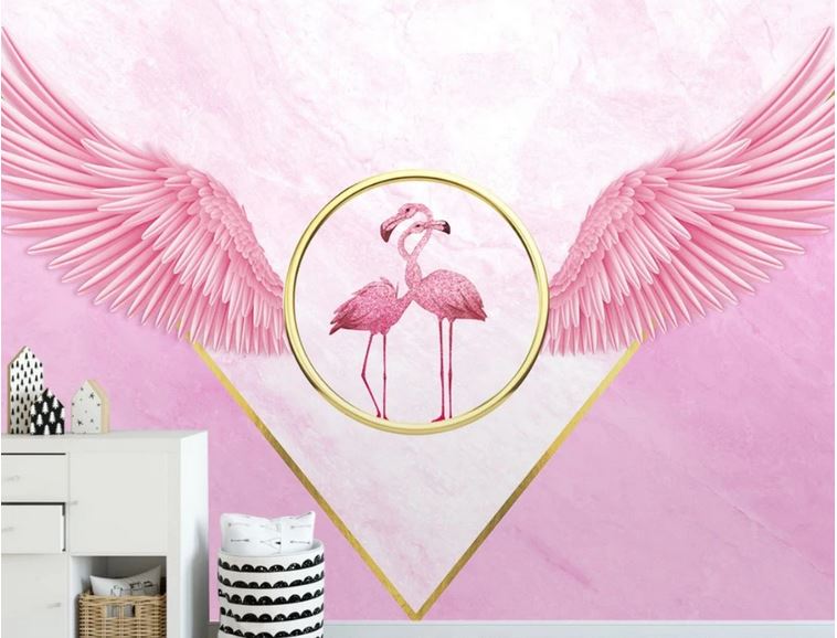 Papier Peint Flamant Rose 4 Murs Medaille chambre