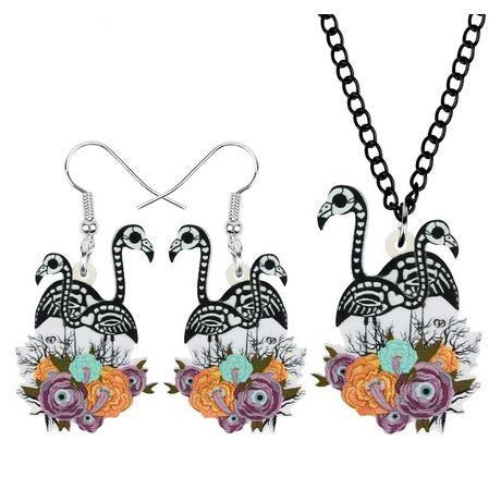 parure flamant rose en bijoux