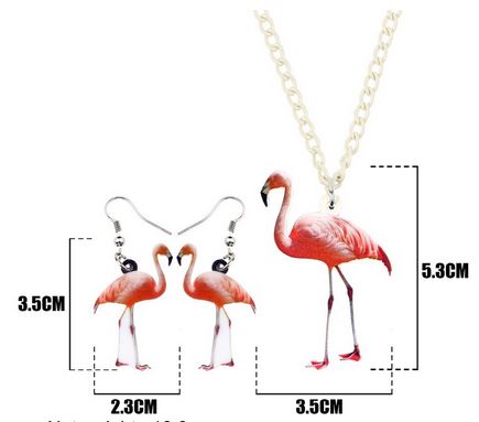 parure de bijoux flamant rose realiste