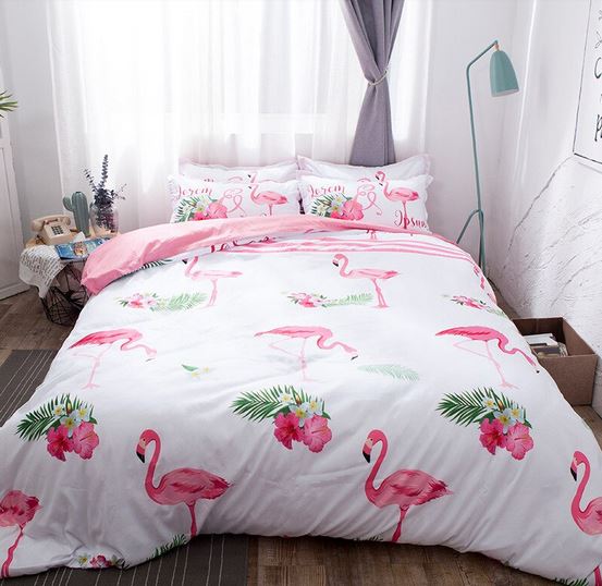 parure housse de couette flamant rose king size