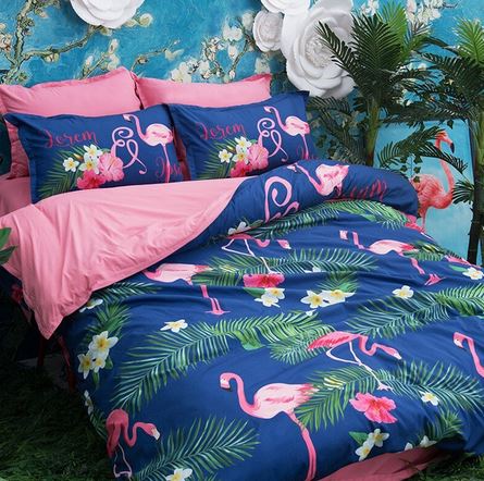 parure housse de couette flamant rose 2 personnes