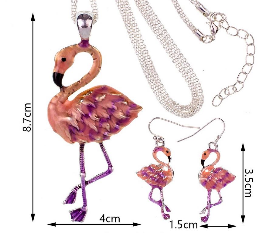 ensemble de bijoux flamant rose