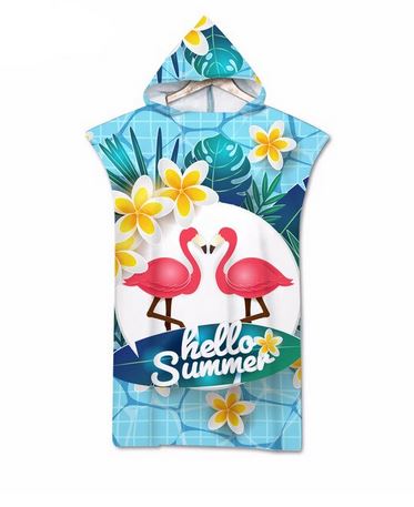 serviette eponge a capuche flamant rose ete tropical