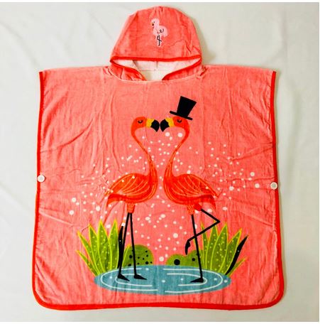 poncho flamant rose pour enfant