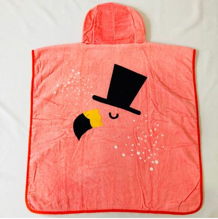 poncho serviette eponge pour enfant flamant rose