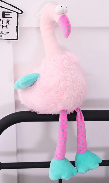 peluche flamant rose et bleu