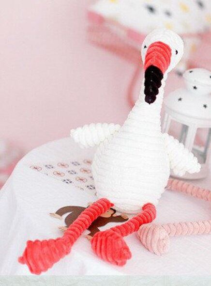 peluche flamant rose coton doux blanc