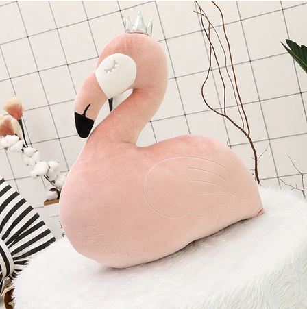 peluche flamant rose en oreiller